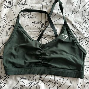 Gymshark Ruched Green Sports Bra Olive Gym Clothes